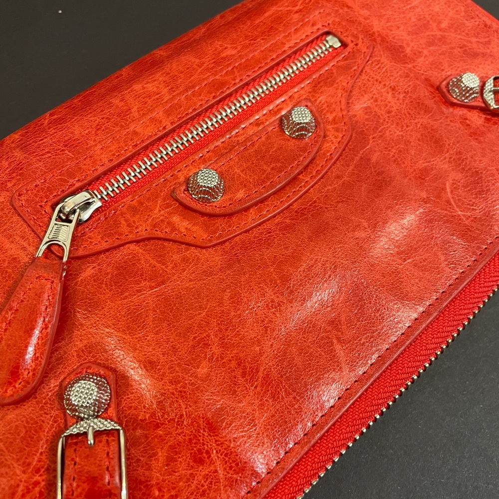 Balenciaga Red Leather Continental Zip Around Wallet - EUC - Picture 2 of 10